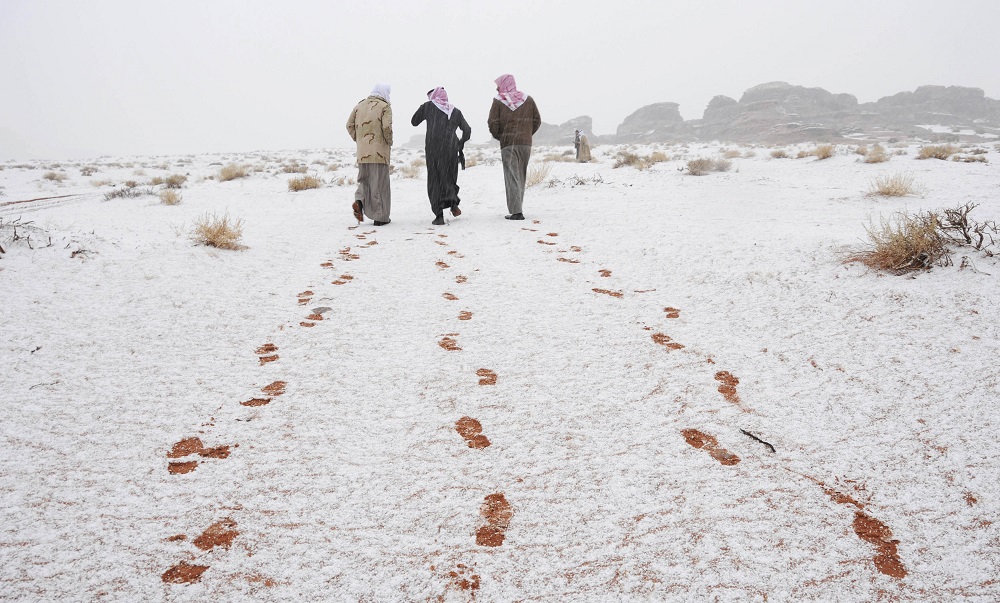 Saudi Arabia's Winter Wonderland Snowstorm Alexa Turns Desert White