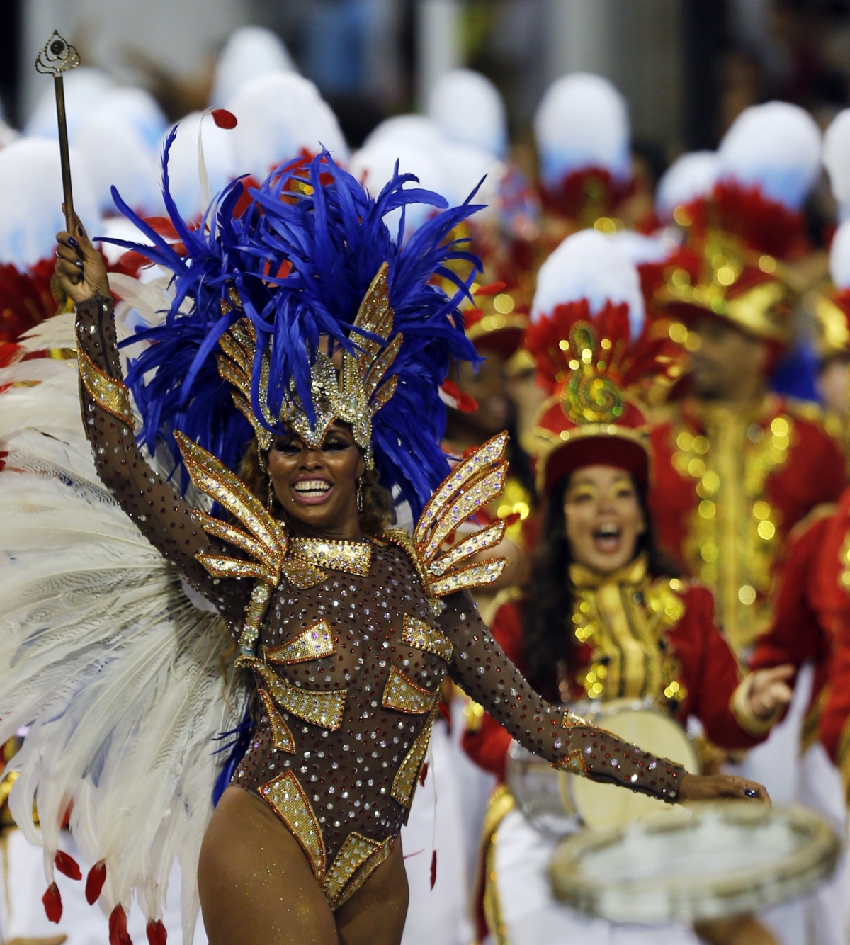 Revellers from the Perola Negra samba school take part in the Special Group category of the annual Carnival parade in Sao Paulo's Sambadrome March 1, 2014. Revellers from the Perola Negra samba school take part in the Special Group category of the annual Carnival parade in Sao Paulo's Sambadrome March 1, 2014.