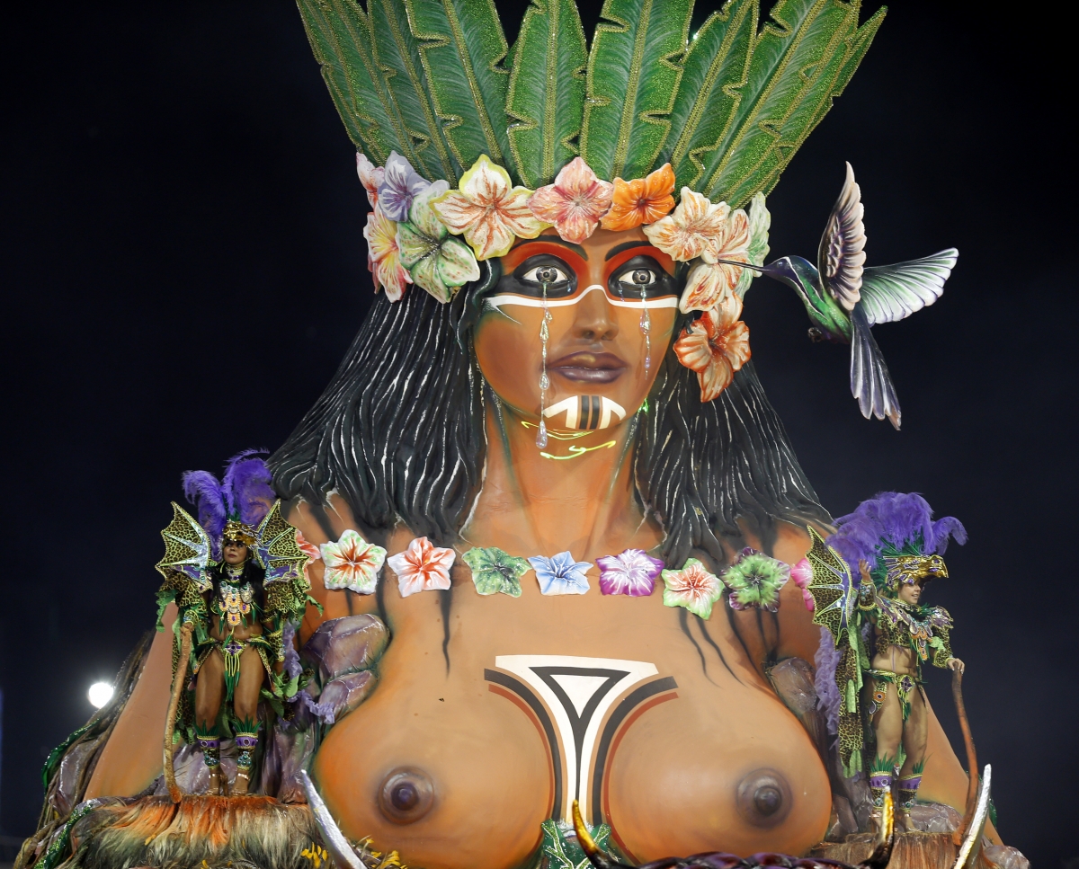 Revellers from the Aguia de Ouro samba school take part in the second night of the Special Group category of the annual Carnival parade in Sao Paulo's Sambadrome March 2, 2014. Revellers from the Aguia de Ouro samba school take part in the second night of the Special Group category of the annual Carnival parade in Sao Paulo's Sambadrome March 2, 2014.