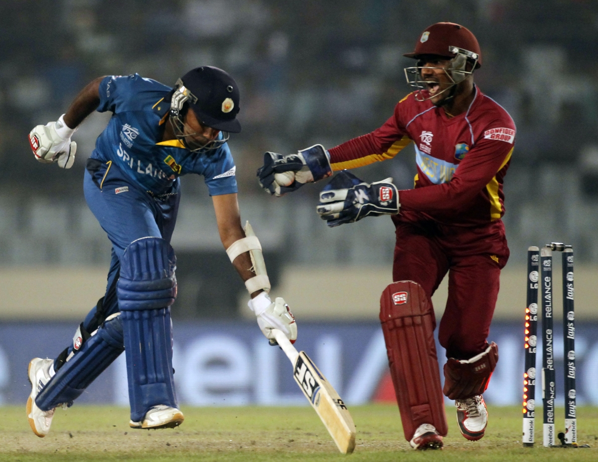 Mahela Jayawardene was unlucky to be dismissed via run out against West Indies in the semi-final. Mahela Jayawardene