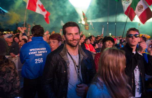 Hollywood star Bradley Cooper was spotted in the crowd amongst the music festival revelers. Glastonbury