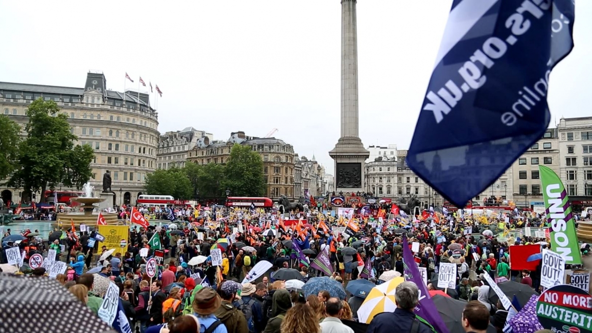 Public Sector Strikers Hold Mass Rally in Trafalgar Square