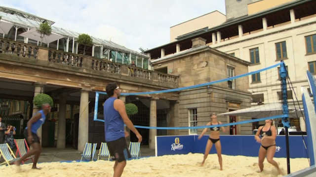 Olympic Beach Volleyball Players Take to the Sand in Covent Garden