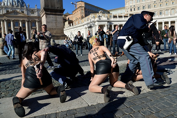 Femen protestors outside the Vatican Femen protestors outside the Vatican