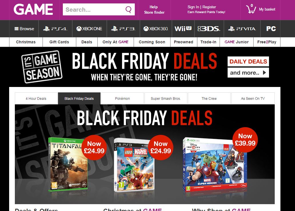 Black Friday: GAME Begins Deals on Xbox One, PS4, PC and Wii U Titles