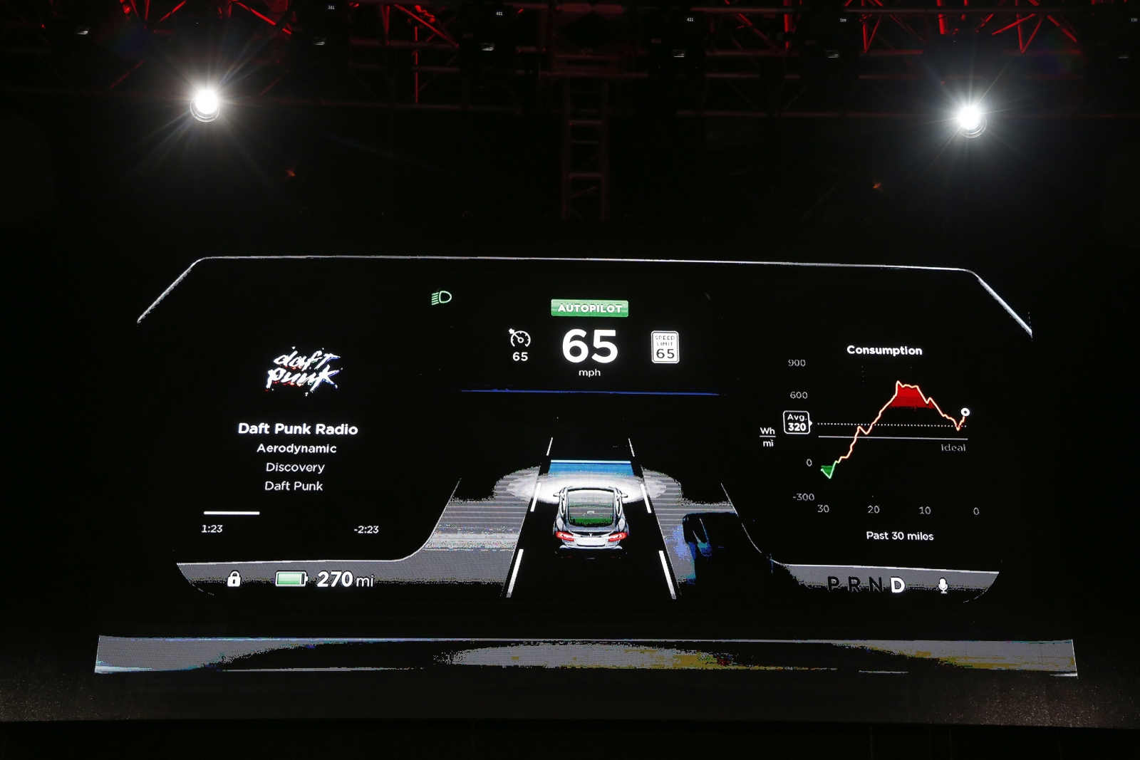 The dashboard of the Tesla Model S car with features that will allow its electric sedan to park itself and sense dangerous situations. The dashboard of the Tesla Model S car with features that will allow its electric sedan to park itself and sense dangerous situations.