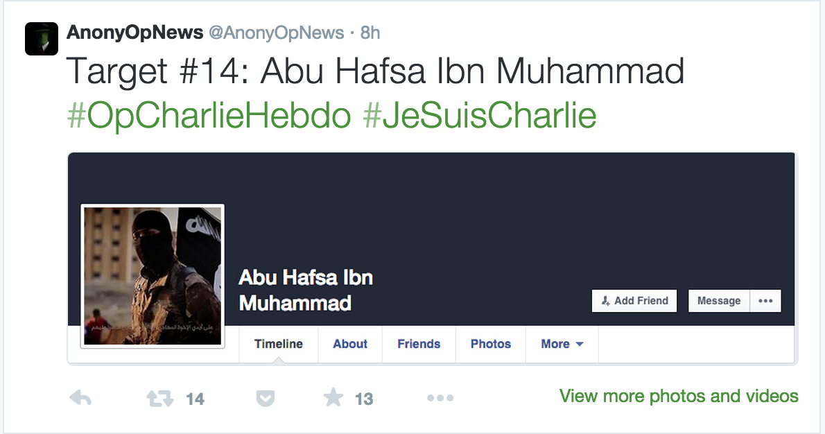 Anonymous #OpCharlieHebdo identifies Jihadist Facebook profiles Anonymous #OpCharlieHebdo identifies Jihadist Facebook profiles