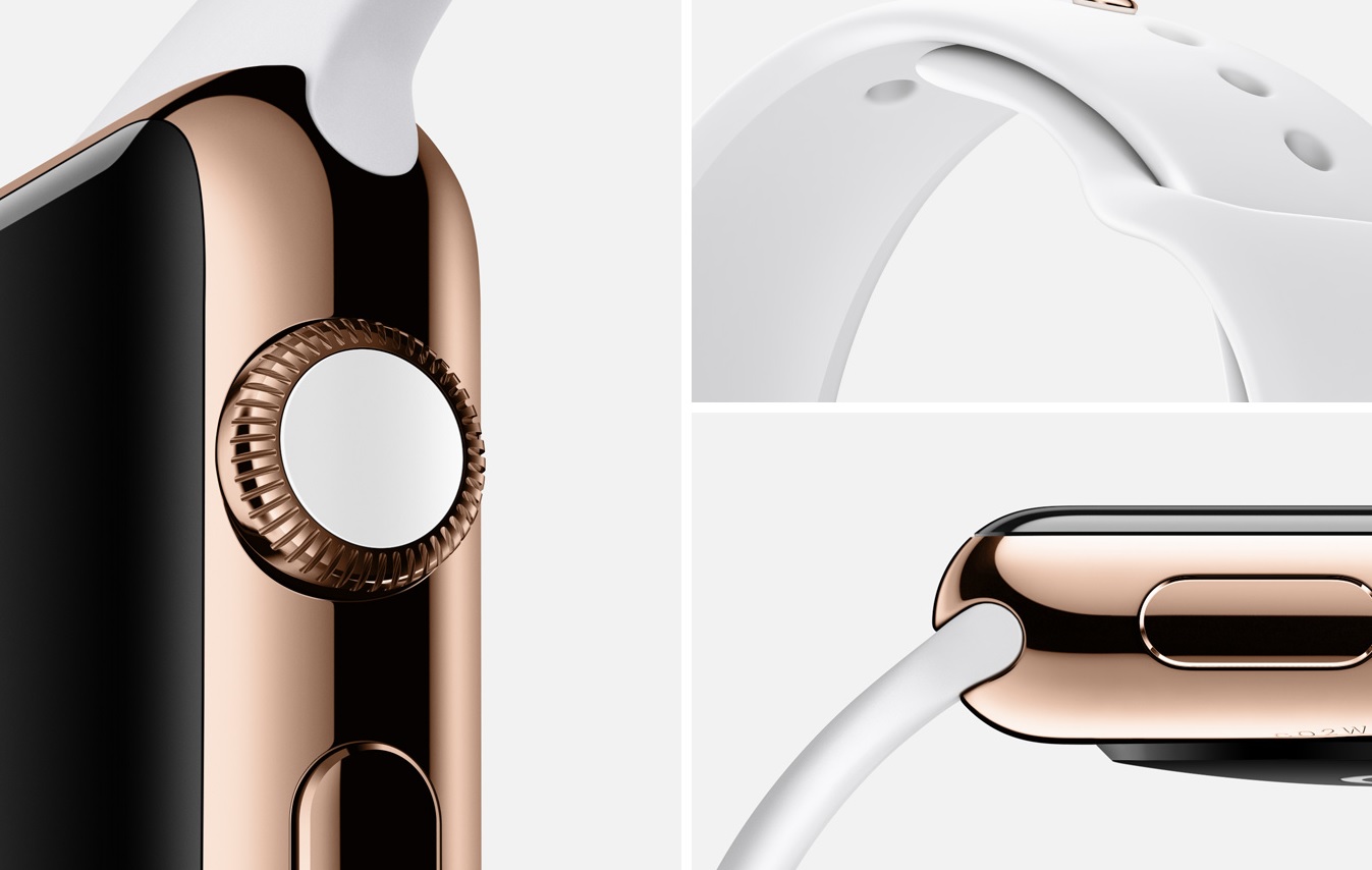 Rose gold Apple Watch Edition with white Sport strap (Apple)