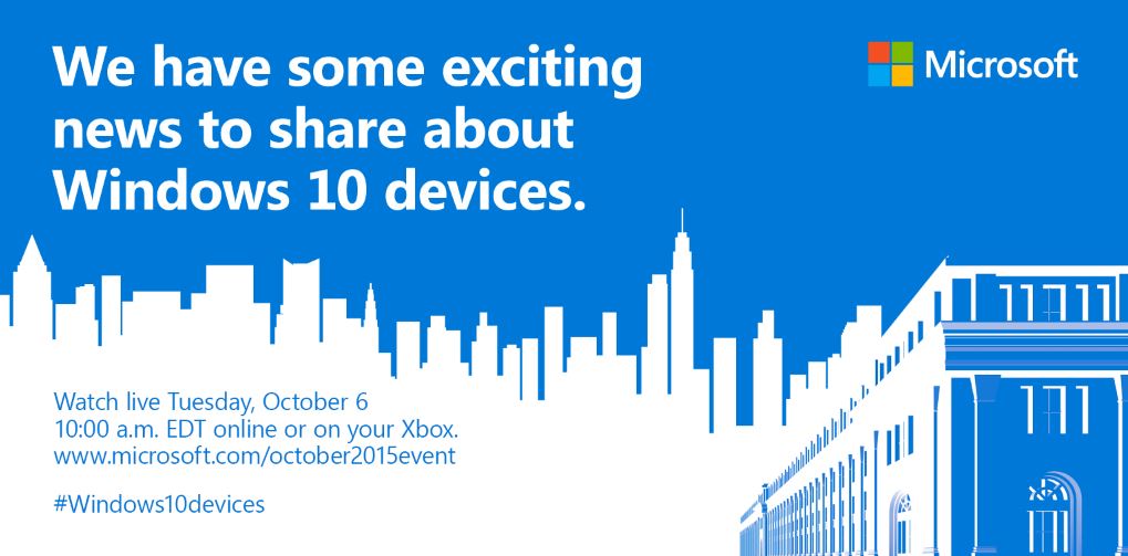 Microsoft to unveil Windows 10 devices on 6 October