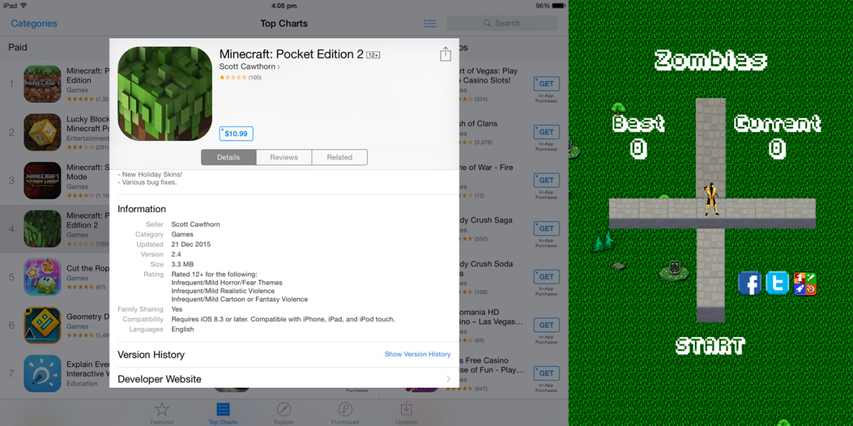 Minecraft Pocket Edition 2 is unofficial, not developed