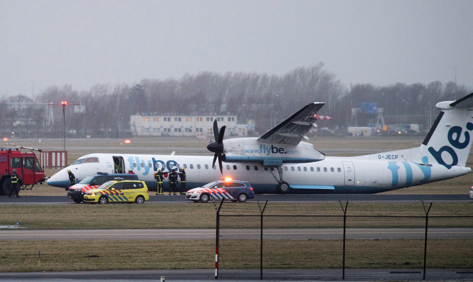Winds force Flybe plane to crash land at Amsterdam's ...