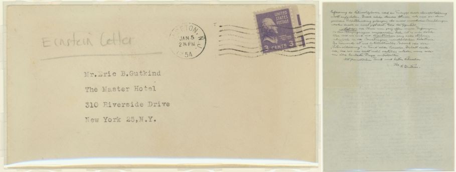 The envelope which contained a letter (R) handwritten by physicist Albert Einstein to philosopher Erik Gutkind is seen in an undated handout photo. The letter and envelope will be sold on eBay this month with an opening bid of $3 million. (Photo: REUTERS/Golan Weiser/Handout) The envelope which contained a letter (R) handwritten by physicist Albert Einstein to philosopher Erik Gutkind is seen in an undated handout photo. The letter and envelope will be sold on eBay this month with an opening bid of $3 million. (Photo: REUTERS/Golan Weiser/Handout)