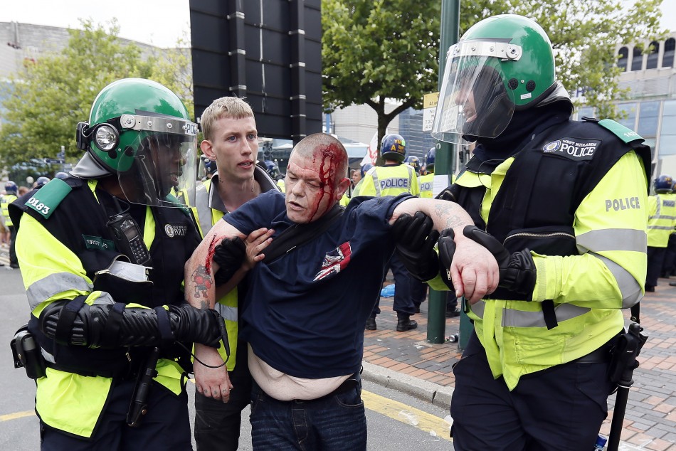 Police and English Defence League Protesters Clash in Birmingham