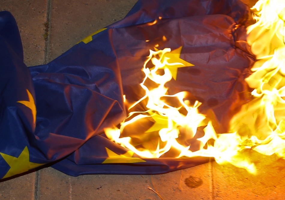 EU flag burning