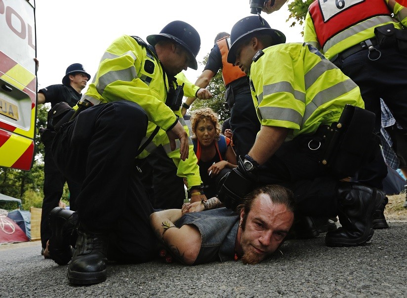 Protesters were arrested during clashes with police at Balcombe over fracking by Cuadrilla Resources
