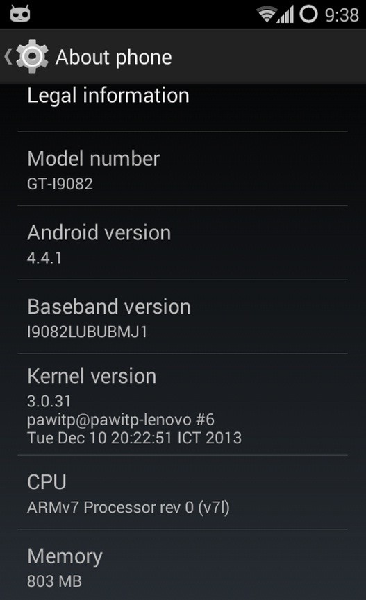 Android 4.4.1 KitKat running on Galaxy Grand Duos. Android 4.4.1