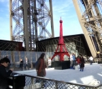 An unlikely spot for an ice rink: halfway up the Eiffel Tower