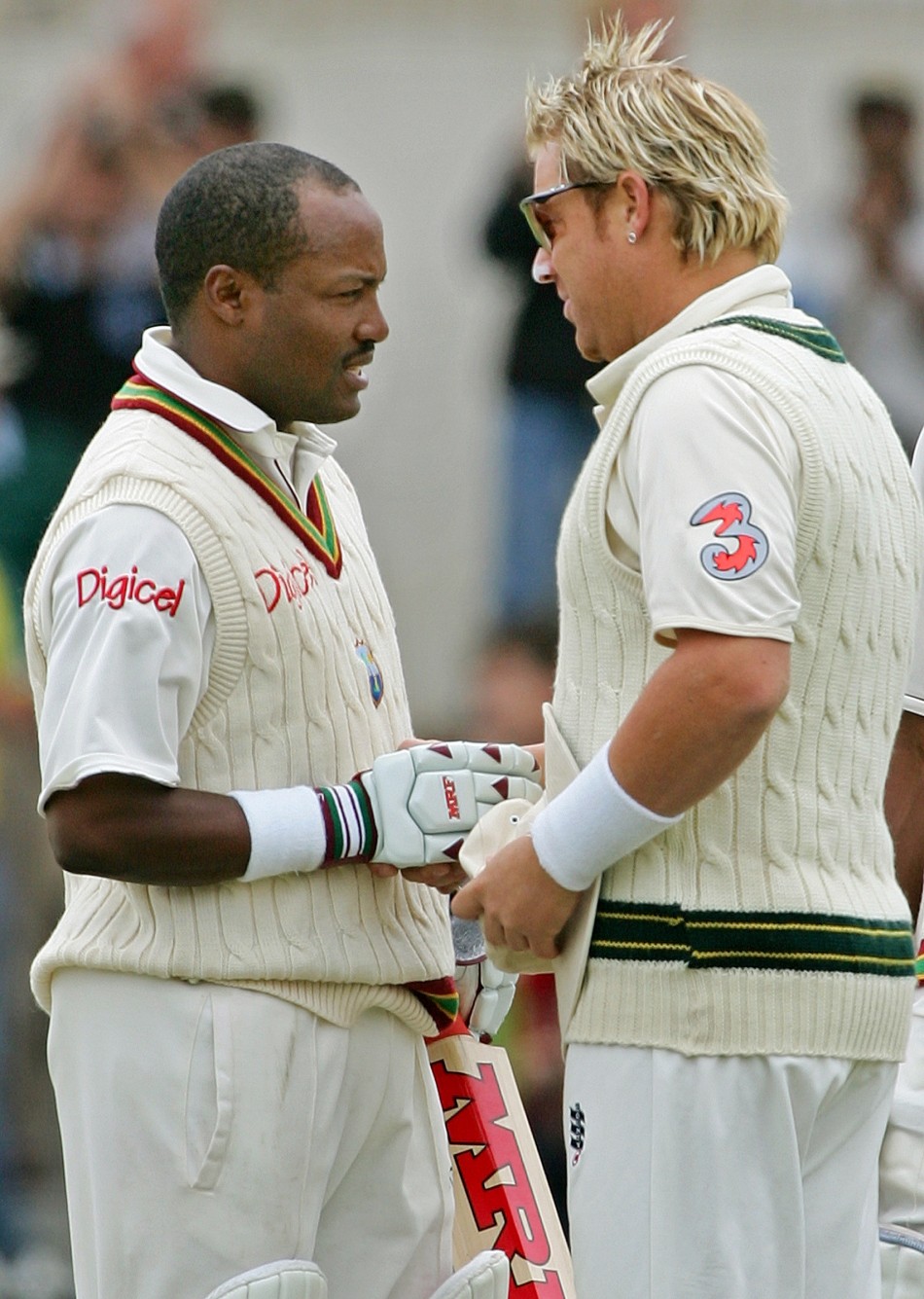 Warne congratulates West Indies039 Brian Lara. Warne is the game039s second most prolific wicket taker.