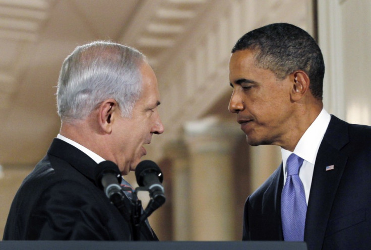 Israeli Prime Minister Netanyahu and U.S. President Obama greet each other as they make a statement on Middle East Peace talks at the White House Israeli Prime Minister Netanyahu and U.S. President Obama greet each other as they make a statement on Middle East Peace talks at the White House