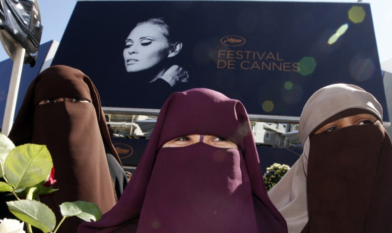 Three women wearing the niqab