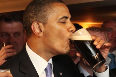 U.S. President Barack Obama drinks from a pint of Guinness stout at the Ollie Hayes pub in Moneygall