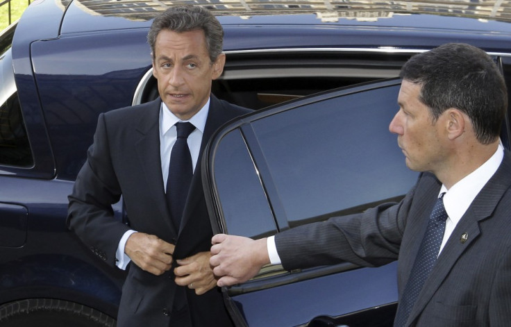 France's President Sarkozy arrives for a G20 Globalisation conference held in Paris