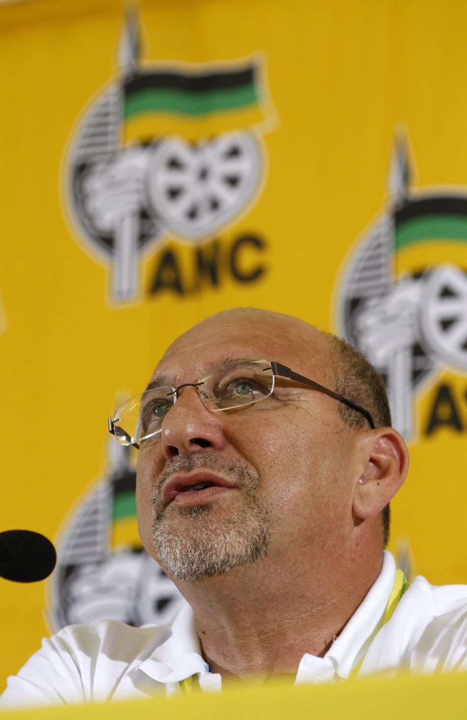 South African Planning Minister Trevor Manuel speaks at a media briefing during the National General Council of the ruling African National Congress