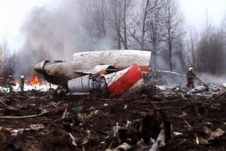 Polish government Tupolev Tu-154 aircraft after it crashed near Smolensk