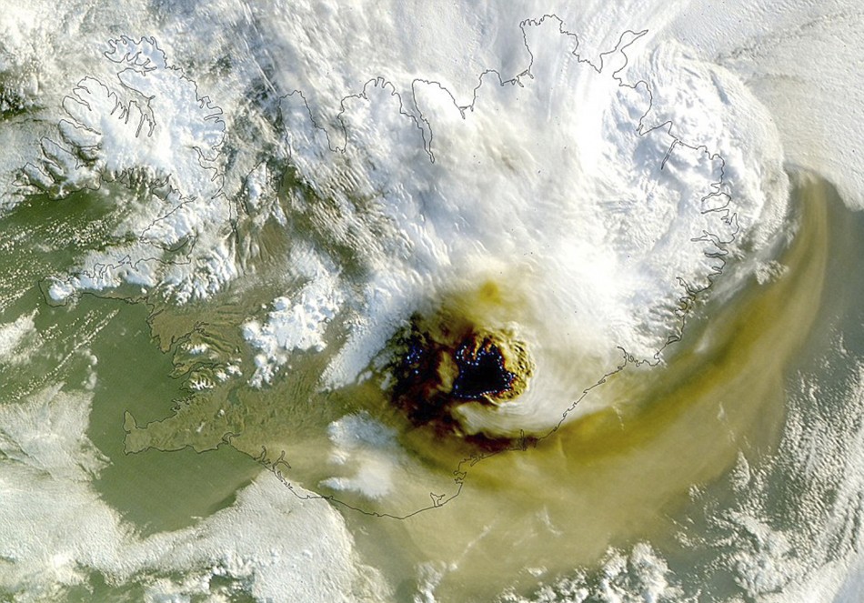 The Grimsvotn volcano as seen from space.