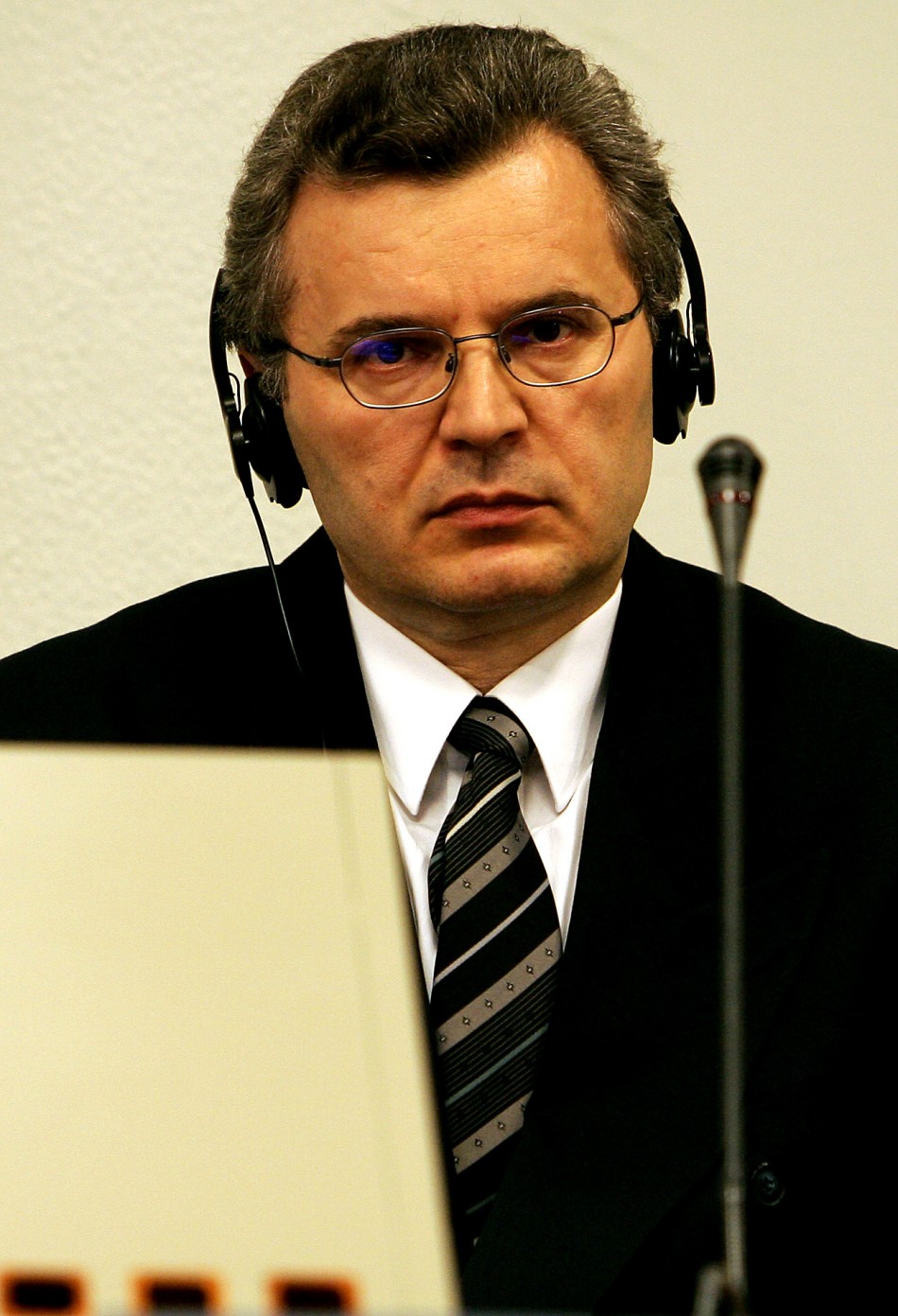 Croatian Serb leader Babic sits in the court room of the ICTY for his appeals judgement in The Hague.