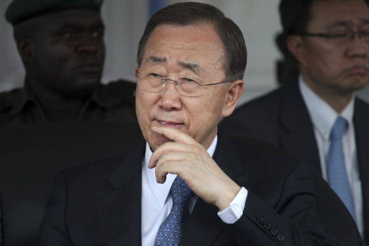 U.N. Secretary-General Ban Ki-moon gestures during a visit to the Maitama district hospital in Nigeria&#039;s capital Abuja