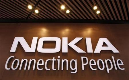 A corporate logo is displayed at the Nokia flagship store in Helsinki September 29, 2010.