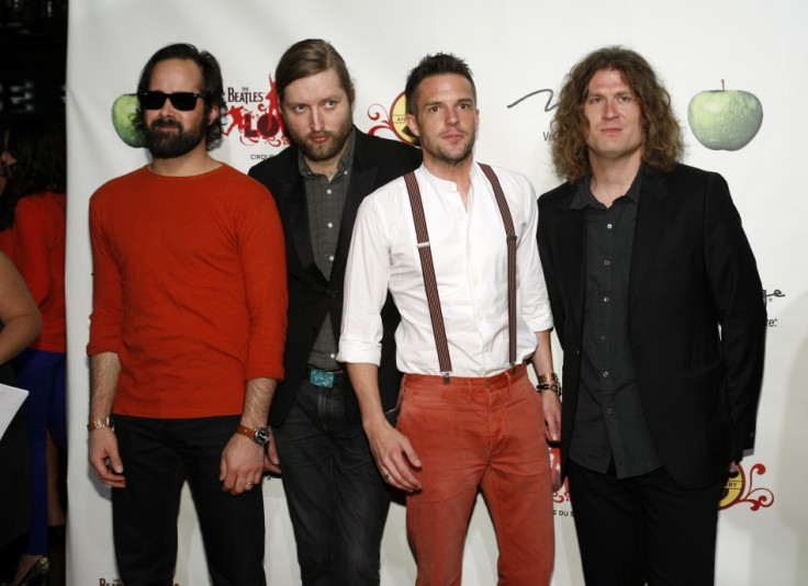 Members of the band &quot;The Killers&quot; arrive for the fifth anniversary celebration of &quot;The Beatles LOVE by Cirque du Soleil&quot; show at the Mirage Hotel and Casino in Las Vegas, Nevada June 8, 2011.