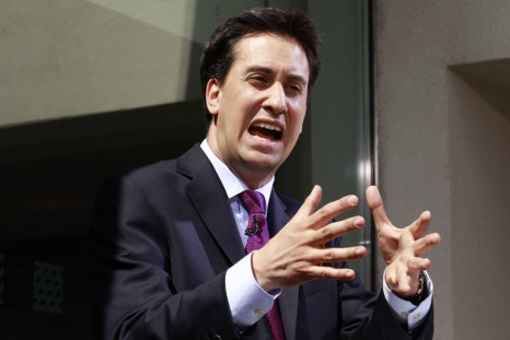 Britain's opposition leader Miliband speaks during a news conference in London