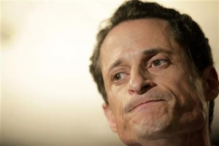 Congressman Anthony Weiner (D-NY) reacts as he speaks to the press in New York, June 6, 2011.