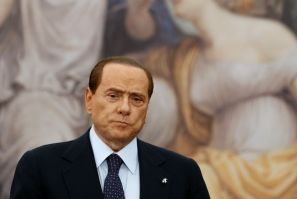 Italy&#039;s Prime Minister Berlusconi attends a news conference with his Israeli counterpart Benjamin Netanyahu (not pictured) at Villa Madama in Rome