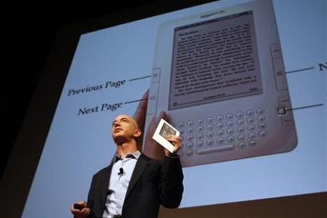 Amazon.com founder and CEO Jeff Bezos at news conference in New York to announce Kindle 2 electronic reader