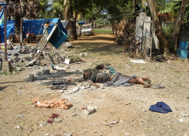 In this photograph released by the pro-Liberation LTTE website TamilNet.com on May 2 are what they say show some of the 64 people killed and 87 wounded by shelling at a makeshift field hospital in Mullivaikal In this photograph released by the pro-Liberation LTTE website TamilNet.com on May 2 are what they say show some of the 64 people killed and 87 wounded by shelling at a makeshift field hospital in Mullivaikal