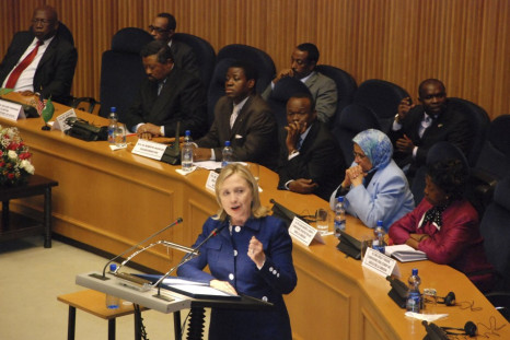 U.S. Secretary of State Clinton addresses the 53-member African Union at the AU&#039;s headquarters in Ethiopia&#039;s capital Addis Ababa
