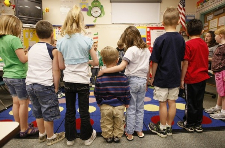Children participate in a spelling drill at Eagleview Elementary school in Thornton, Colorado, March 31, 2010.