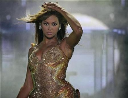 Beyonce performs during a concert at Olympic stadium in Athens, November 8, 2009.