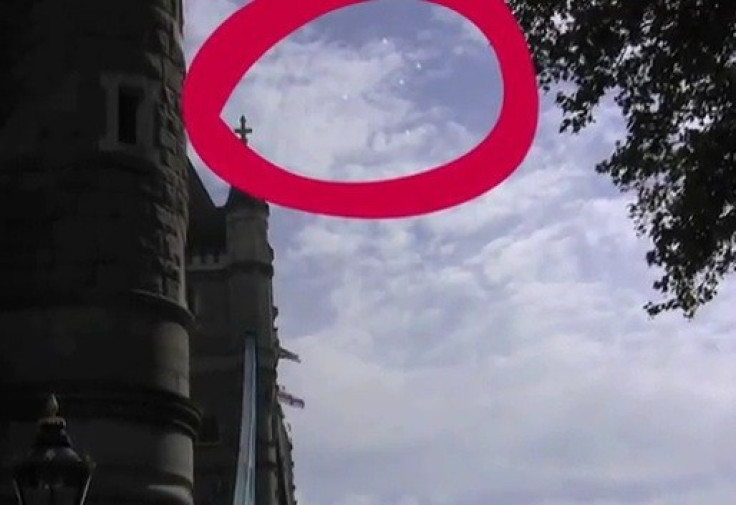 An image of UFO's taken over London's Tower Bridge on 6/24/2011