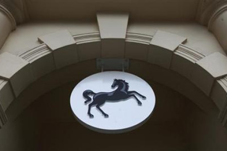 A Lloyds TSB bank sign hangs outside a branch in London