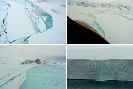 Aerial photographs taken in February and March 2002 of parts of the Larsen B shelf in the Antarctic show different aspects of the final stages of the collapse