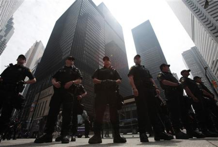 Police officers stand on guard during the G20 summit in Toronto