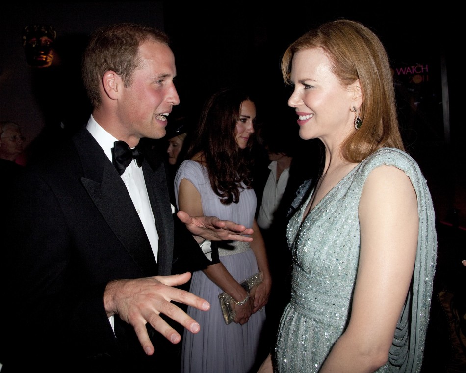 Britains Prince William speaks to actress Nicole Kidman at the BAFTA Brits to Watch event in Los Angeles
