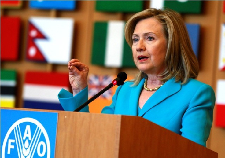 U.S. Secretary of State Hillary Clinton speaks at the UN Food and Agriculture Organization in Rome