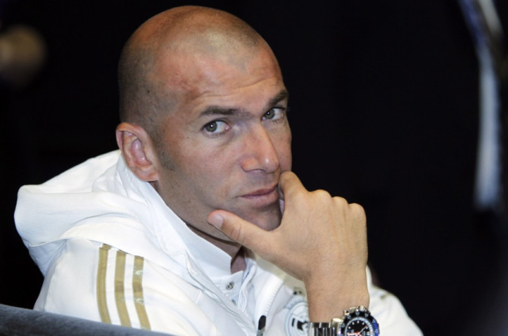 Former Real Madrid player and the team's director of football Zinedine Zidane attends a news conference in Los Angeles