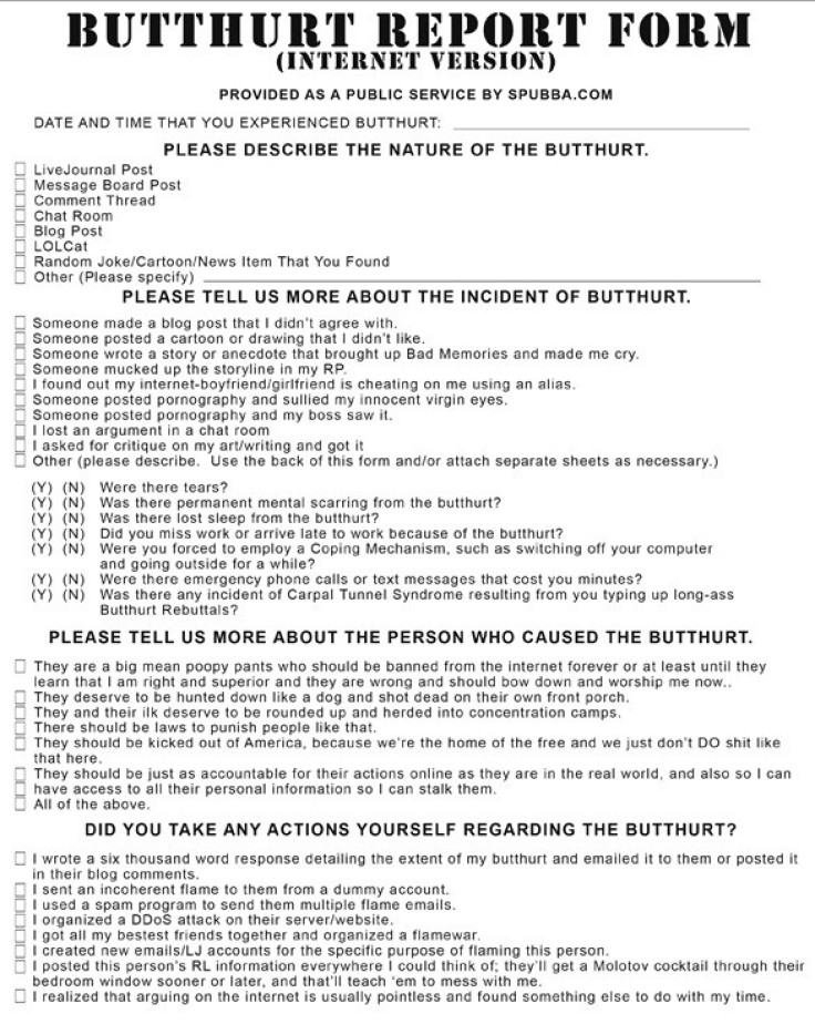 Anonymous&#039; Butthurt Form