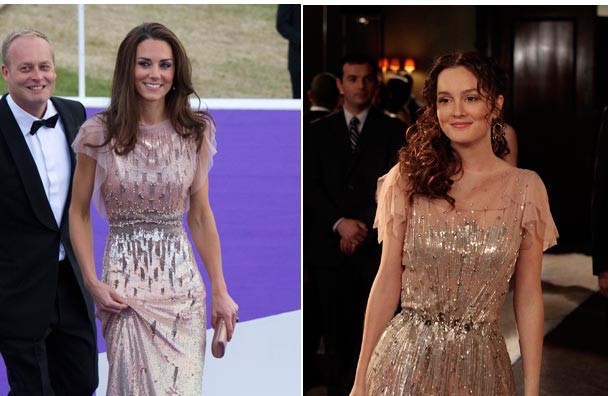 Kate Middleton and Leighton Meester in Jenny Packham